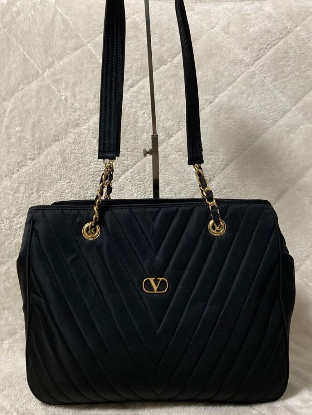 Valentino Garavani Black Nylon Quilted Shoulder Bag EUC